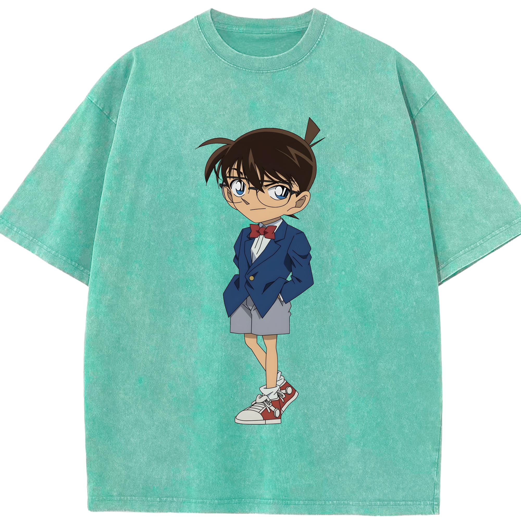 （画像用） 名探偵コナン 江戸川 コナン Detective Conan Conan Edogawa 綿100% ヴィンテージ風 半袖Tシャツ（フロントプリント）